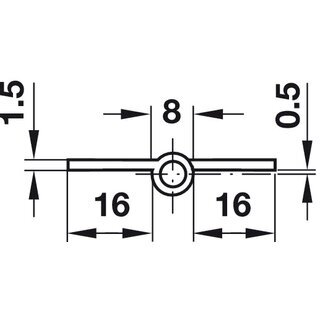 Hfele Aufschraubband Scharnier 50x40mm vermessingt Anschlag links