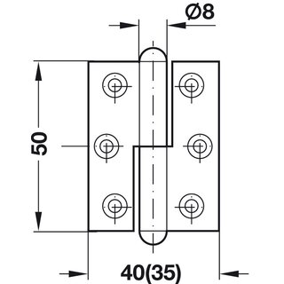 Hfele Aufschraubband Scharnier 50 x 40 mm matt vernickelt Anschlag links