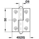 Häfele Aufschraubband Scharnier 50 x 40 mm matt vernickelt Anschlag links
