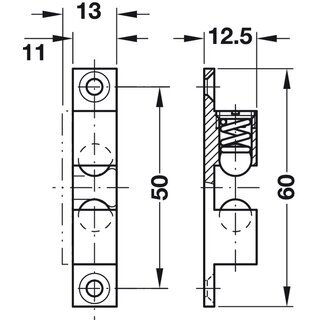 Hfele Ideal-Schnpper Doppel-Kugelschnpper Nickel matt 60mm zum Schrauben