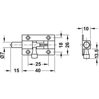 Hfele Mbelriegel Grendelriegel 40x25mm Messing Chrom