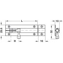 Häfele Möbelriegel Grendelriegel 60 x 16 mm Messing Chrom mit Schließwinkel