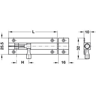 Hfele Mbelriegel Grendelriegel 80x26mm Messing Chrom