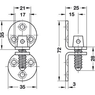 Hfele Hamburger Schrankverschluss Mbelverschluss 35x35mm Messing