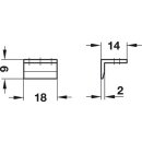Häfele Schließwinkel für Möbelriegel 18 x 9 mm Messing vernickelt