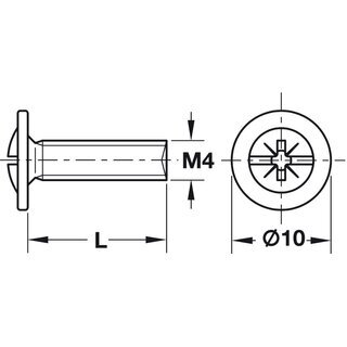 Hfele Gewindeschraube M4x1 Tellerkopf Kombi-Kreuzschlitz 10x15mm