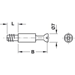 Hfele Verbindungsbolzen Minifix S100 mit Spezialgewinde 32x7 mm