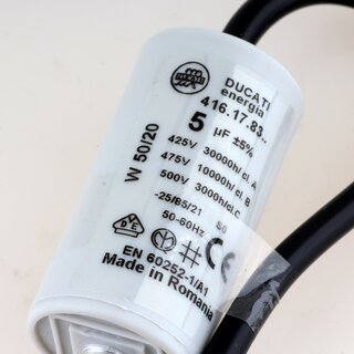 5uF 450V Anlaufkondensator Betriebskondensator Motorkondensator mit Kabel spritzwassergeschtzt