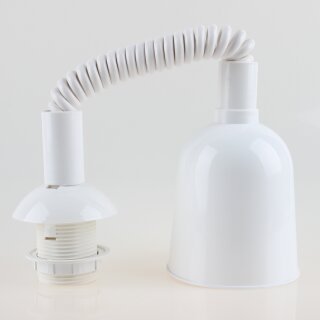 E27 Rollyzug-Leuchtenpendel mit Baldachin, Kunststoff weiß, ausziehbar 40–120 cm – inkl. Schraubring & Lüsterklemme