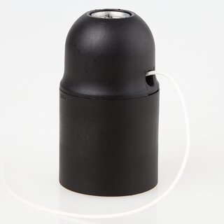 E27 Kunststoff-Lampenfassung schwarz mit Zugschalter, ohne Auengewinde M10x1 IG