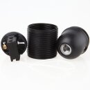 E27 Kunststoff-Lampenfassung schwarz mit Zugschalter und Außengewinde M10x1 IG