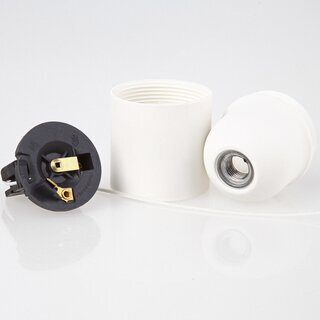E27 Kunststoff-Lampenfassung wei mit Zugschalter ohne Auengewinde M10x1 IG