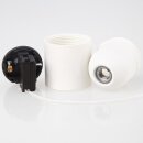 E27 Kunststoff-Lampenfassung weiß mit Zugschalter ohne Außengewinde M10x1 IG