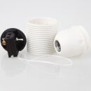 E27 Kunststoff-Lampenfassung weiß mit Zugschalter und Außengewinde M10x1 IG