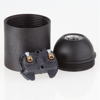 E27 Metall Fassungshlse Zierhlsen-Set antik fume mit Lampenfassung und Zugentlaster