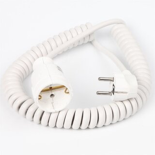 Schutzkontakt Wendel Verlngerung wei Spiral-Kabel Verlngerungskabel