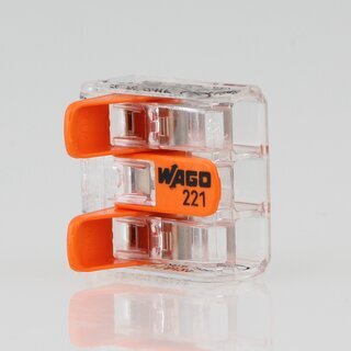 Wago 221-413 Compact Verbindungsklemme 3-polig, transparent, fr alle Leiterarten