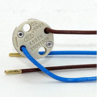 12V Niedervolt Halogen Fassung  G4-GY6,35 mit 14 cm Kabel mit PTFE Isolation T300 hitzebestndig bis 250 C