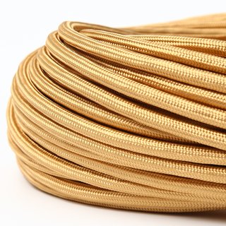 Textilkabel Stoffkabel gold 2-adrig 2x0,75 Zug-Pendelleitung S03RT-F 