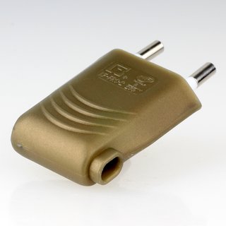 Eurostecker Europa-Flachstecker gold mit seitlichem Kabelauslass 250V/6A