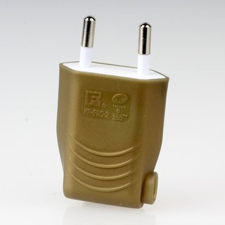 Eurostecker Europa-Flachstecker gold mit seitlichem Kabelauslass 250V/6A