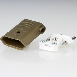 Eurostecker Europa-Flachstecker gold mit seitlichem Kabelauslass 250V/6A