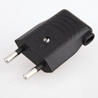 Eurostecker schwarz 250V/6A mit seitlicher Kabelfhrung und Schraubkontakten