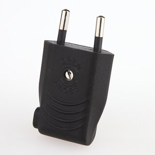 Eurostecker schwarz 250V/6A mit seitlicher Kabelfhrung und Schraubkontakten