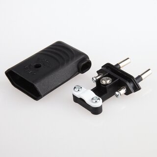 Eurostecker schwarz 250V/6A mit seitlicher Kabelfhrung und Schraubkontakten