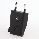 Eurostecker schwarz 250V/6A mit seitlicher Kabelführung und Schraubkontakten