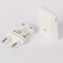 Eurostecker weiß 250V/6A mit seitlicher Kabelführung und Schraubkontakten