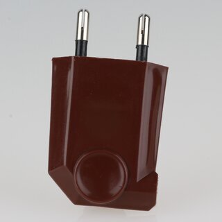 Euro-Flachstecker braun 250V/6A mit seitlicher Kabelfhrung und Schraubkontakten