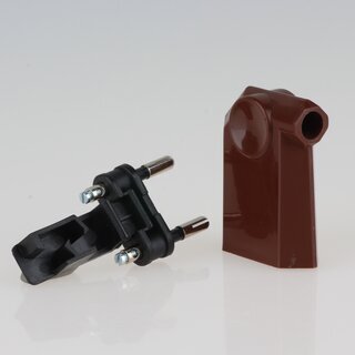 Euro-Flachstecker braun 250V/6A mit seitlicher Kabelfhrung und Schraubkontakten