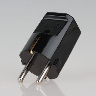Schutzkontakt-Stecker schwarz – 250V/16A mit zwei Erdleitersystemen – für Textilkabel und PVC-Kabel, Kaiser