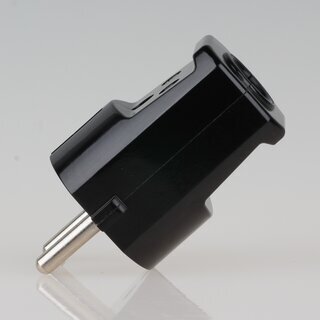Schutzkontakt-Stecker schwarz &ndash; 250V/16A mit zwei Erdleitersystemen &ndash; fr Textilkabel und PVC-Kabel, Kaiser