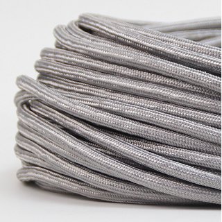 Textilkabel Stoffkabel silber 2-adrig 2x0,75 Zug-Pendelleitung S03RT-F 