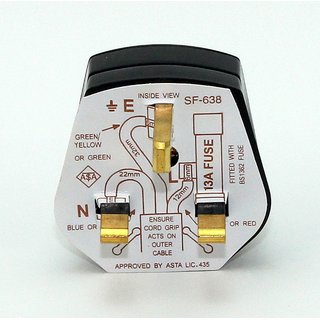 Lampen-Stecker Netzstecker schwarz für Großbritannien UK/GB 3-polig 240V/13A flache Stifte