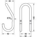 Häfele Garderobenhaken Edelstahl 2 Haken 145x60mm aluminiumfarben