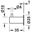 Häfele Möbel Garderobenhaken rund aus Edelstahl 15x35mm matt gebürstet