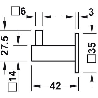Hfele Mbel Garderobenhaken eckig aus Edelstahl 42x35mm matt gebrstet