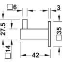 Häfele Möbel Garderobenhaken eckig aus Edelstahl 42x35mm matt gebürstet