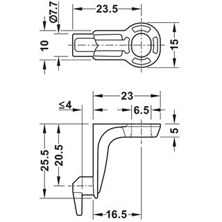 Hfele Rckwandverbinder Rckwandhalter zum Einhngen der Rckwand 23mm Metall