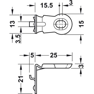 Hfele Rckwandverbinder Rckwandhalter 25x21 mm Metall vernickelt