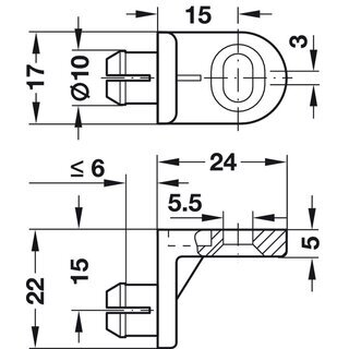 Hfele Rckwandverbinder Rckwandhalter zum Einclipsen der Rckwand 24 mm Kunststoff wei
