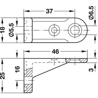 Hfele Rckwandverbinder Rckwandhalter zum Schrauben 46x16mm Kunststoff weiss