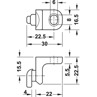 Hfele Rckwandverbinder Rckwandhalter zum Einhngen Kunststoff vernickelt matt