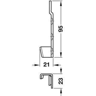 Hfele Mbel Bettverbinder 95x23x21mm Stahl 4 Schlieteile (2 Linke und 2 Rechte)