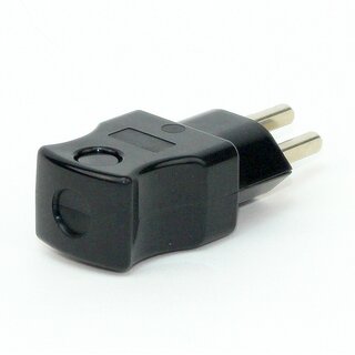 Schutzkontakt-Stecker Schweiz schwarz &ndash; 250V/16A &ndash; mit Schraubkontakten und Zugentlastung
