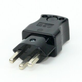 Schutzkontakt-Stecker Schweiz schwarz &ndash; 250V/16A &ndash; mit Schraubkontakten und Zugentlastung