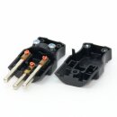 Schutzkontakt-Stecker Schweiz schwarz – 250V/16A – mit Schraubkontakten und Zugentlastung